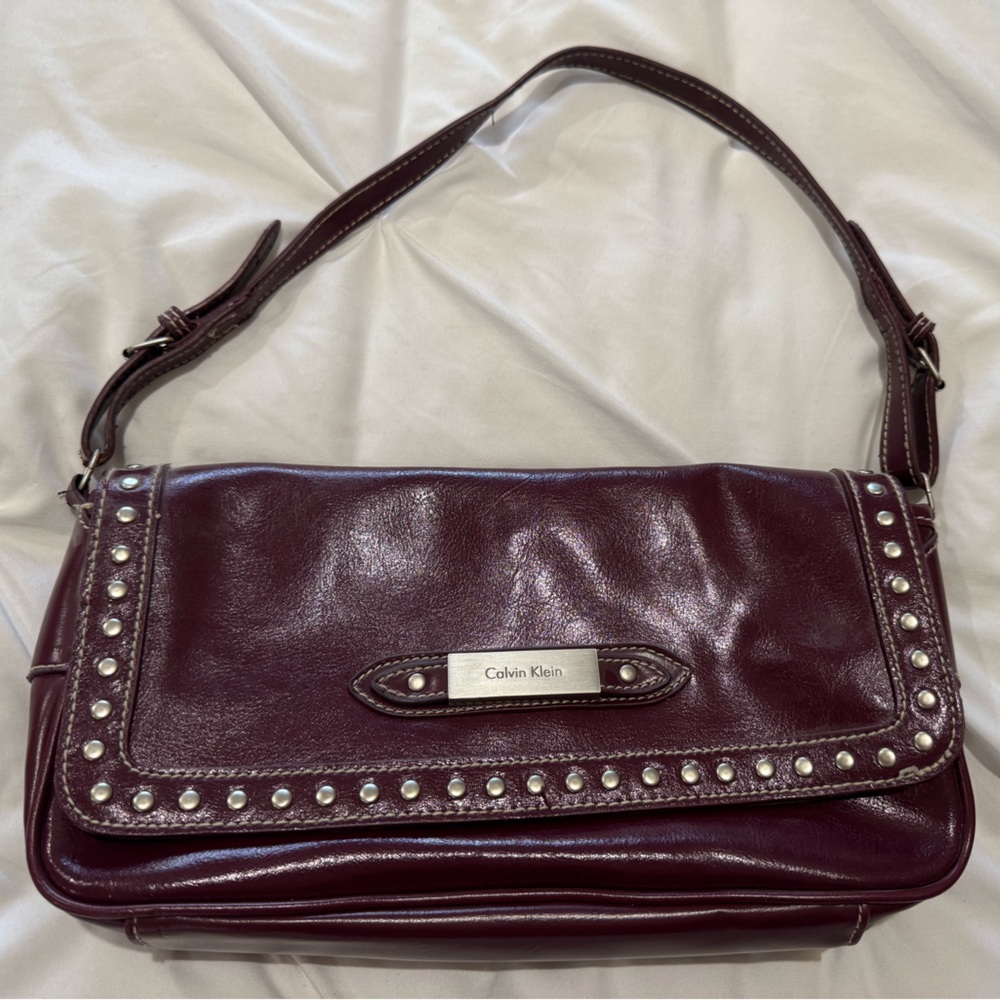 Calvin Klein Dark Red/Maroon Studded Shoulder bag